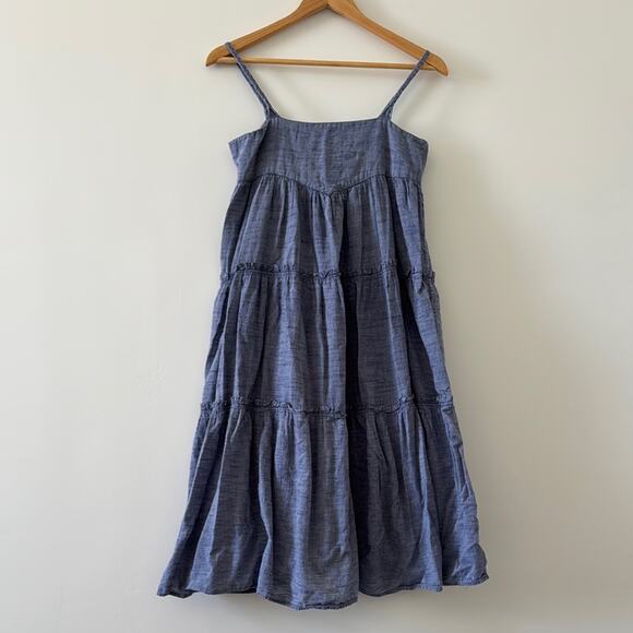 DRA Los Angeles 100% Cotton Midi Sundress Chambray Blue Size XS - Picture 1 of 4